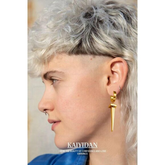 Awl Gold Dangle Statement Vintage Cute Long Summer Earring for Women Jewelry - Picture 3 of 9